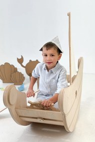 Montessori Ξύλινη Κούνια Πειρατικό Καράβι Large  Natural  BabyWood