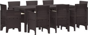 vidaXL Σέτ φαγητού για κήπο 9 pcs Καφέ Πολυπροπυλένιο