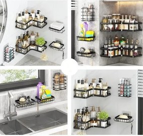 Επιτοίχια ράφια μπάνιου σε σετ 5Χ - 2155 - 170141 - Black