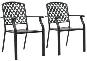 Καρέκλες Κήπου Στοιβαζόμενες 2 τεμ. Μαύρες Ατσάλινες - Μαύρο