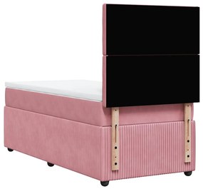 vidaXL Κρεβάτι Boxspring με Στρώμα Ροζ 90x190 εκ. Βελούδινο