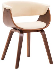 Καρέκλα Τραπεζαρίας Κρεμ από Λυγισμένο Ξύλο και Συνθετικό Δέρμα