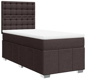 vidaXL Κρεβάτι Boxspring με Στρώμα Σκούρο Καφέ 90x200 εκ. Υφασμάτινο