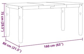 Τραπεζαρία Corona Λευκό 160 x 80 x 75 εκ. από Μασίφ Ξύλο Πεύκου - Λευκό