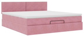 vidaXL Οθωμανικό κρεβάτι με στρώμα ροζ 180x200cm Velvet