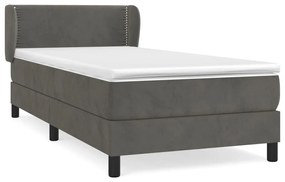 Κρεβάτι Boxspring με Στρώμα Σκούρο Γκρι 100x200 εκ. Βελούδινο - Γκρι