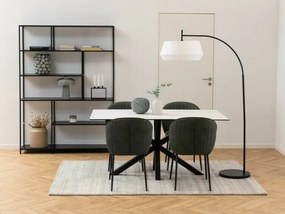 Τραπέζι Oakland 582, Μαύρο, Άσπρο, 76x90x160cm, 57 kg, Επεξεργασμένο γυαλί, Κεραμικός, Μέταλλο | Epipla1.gr