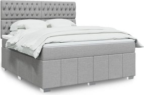 vidaXL Κρεβάτι Boxspring με Στρώμα Ανοιχτό Γκρι 180x200 εκ. Υφασμάτινο