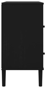 Μπουφές SENJA Μαύρο / Ρατάν 80x40x80 εκ. Μασίφ Ξύλο Πεύκου - Μαύρο
