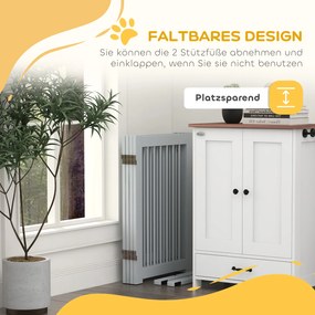 PawHut Αυτόνομο Πάνελ Σκύλου, 4 πάνελ, ευέλικτο, ξύλο πεύκου, 204L x 36W x 75H cm, Ανοιχτό Γκρι