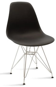 Καρέκλα Adelle pakoworld PP μαύρο-inox πόδι 46x55x81εκ