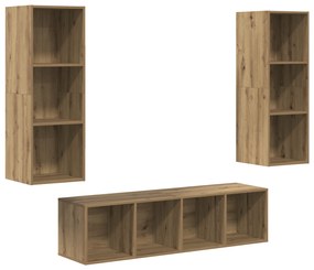 vidaXL Σετ επίπλου τηλεόρασης 3 pcs artisan δρυς 37 x 37 x 142.5 εκ