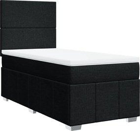 vidaXL Κρεβάτι Boxspring με Στρώμα Μαύρο 90x200 εκ. Υφασμάτινο
