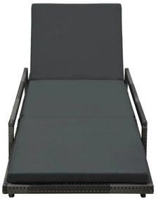 vidaXL Ξαπλώστρα Γκρι από Συνθετικό Ρατάν με Μαξιλάρι