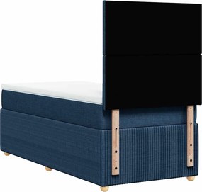 vidaXL Κρεβάτι Boxspring με Στρώμα Μπλε 90x200 εκ.Υφασμάτινο
