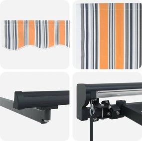 vidaXL Χειροκίνητο πλαίσιο τέντας με LED 3 x 2,5 μ