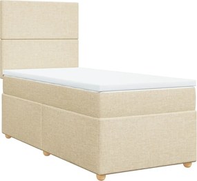 vidaXL Κρεβάτι Boxspring με Στρώμα Κρεμ 100 x 200 εκ. Υφασμάτινο