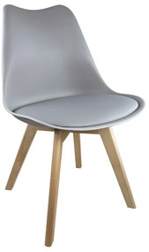 Καρέκλα Τραπεζαρίας ArteLibre GROUGH Γκρι Ανοιχτό/Φυσικό PP/PU/Ξύλο 46x50x82cm