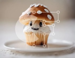 Σετ των 2 Intra Συλλεκτικό Ξύλινο Παζλ Plywood  4mm - Διακόσμηση με μανιτάρια Cupcake σε λευκό πιάτο Σε Ξύλινο Κουτί - Διαστάσεις: 10x10 cm – 25 κομμάτια