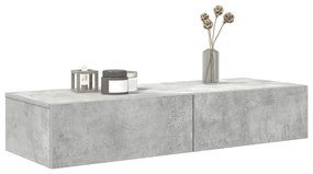 Ράφι τοίχου με συρτάρια Γκρι μπετόν 100x36x19 cm Ξύλο μηχανής 859989