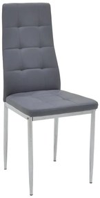 Καρέκλα Cube PU γκρι-πόδι χρωμίου 4αδα 41x46x97 εκ.