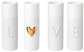Βάζο Love (Σετ 4Τμχ) 0013802 3,5x9cm White-Gold Raeder Porcelain