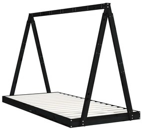 vidaXL Πλαίσιο Παιδικού Κρεβατιού Μαύρο 90x200 εκ. Μασίφ Ξύλο Πεύκου