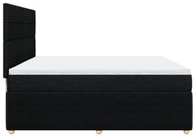 vidaXL Κρεβάτι Boxspring με Στρώμα Μαύρο 200x200 εκ. Υφασμάτινο