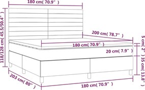 vidaXL Κρεβάτι Boxspring με Στρώμα Μαύρο 180x200 εκ. Υφασμάτινο