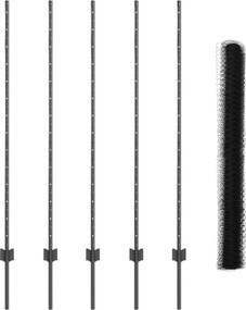 vidaXL Εξωτερική εξάγωνη περίφραξη με στήλη 10 x 1,4 μ Γκρι Δίχτυ