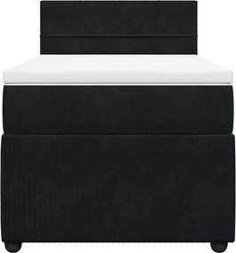 vidaXL Κρεβάτι Boxspring με Στρώμα Μαύρο 100x200 εκ. Βελούδινο