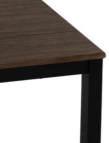 ΤΡΑΠΕΖΙ ΤΡΑΠΕΖΑΡΙΑΣ GOOSE HM9532 MDF ΚΑΡΥΔΙ-ΜΑΥΡΟ ΜΕΤΑΛΛΟ 120X80Χ75Yεκ.