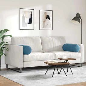 vidaXL Μαξιλάρια Στήριγμα 2 pcs Μπλε Ø 25 x 70 cm Υφασμάτινο Κορντουρά