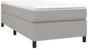 vidaXL Κρεβάτι Boxspring με Στρώμα Ανοιχτό Γκρι 90x200 εκ. Υφασμάτινο