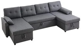 VEVOR U Shaped Sofa Bed 6-Seat Convertible Sleeper Sofa Bed Double Chaise Gray