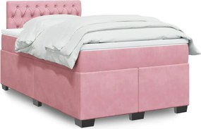 vidaXL Κρεβάτι Boxspring με Στρώμα Ροζ 120x190 εκ. Βελούδινο