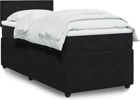 vidaXL Κρεβάτι Boxspring με Στρώμα Μαύρο 80 x 200 εκ. Βελούδινο