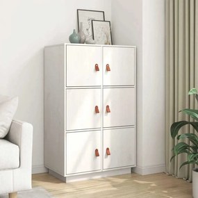 vidaXL Ντουλάπι Ψηλό Λευκό 67 x 40 x 108,5 εκ. από Μασίφ Ξύλο Πεύκου