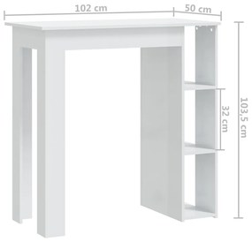 ΤΡΑΠΕΖΙ ΜΠΑΡ ΜΕ ΡΑΦΙΑ ΓΥΑΛ. ΛΕΥΚΟ 102X50X103,5 ΕΚ. ΜΟΡΙΟΣΑΝΙΔΑ 809464