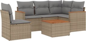 vidaXL Patio Sofa Set 6-θέσια Beige and Grey