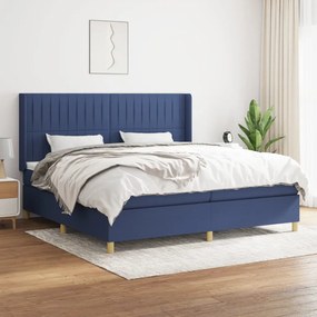 vidaXL Κρεβάτι Boxspring με Στρώμα Μπλε 200x200 εκ. Υφασμάτινο