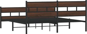 vidaXL Σκελετός Κρεβ. Χωρίς Στρώμα Καφέ Δρυς 183x213 εκ. Μεταλλικό