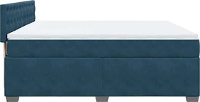 vidaXL Κρεβάτι Boxspring με Στρώμα Μπλε 180x200 εκ. Βελούδινο