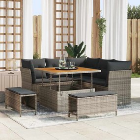 vidaXL Σετ Καναπέ Κήπου με μαξιλάρι 8 pcs Γκρι 100 x 100 x 71 cm