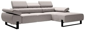 Γωνιακός καναπές VERICA mini, με ηλεκτρικά επεκτεινόμενα κάθισματα, γκρί ανοιχτό βελουτέ 293x96x176cm-Δεξιά  γωνία-BOG6322