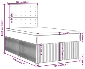 Κρεβάτι Boxspring με Στρώμα Κρεμ 120x190 εκ. Υφασμάτινο - Κρεμ