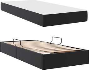 vidaXL Κρεβάτι με αποθηκευτικό χώρο και στρώμα 2 pcs Μαύρο Δέρμα