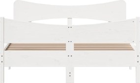 vidaXL Σκελετός Κρεβ. Χωρίς Στρώμα Λευκό 160x200 εκ Μασίφ Πεύκο