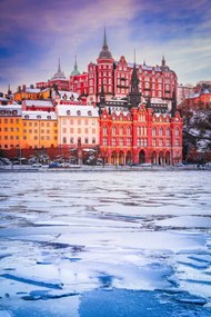 Φωτογραφία Stockholm, Sweden. Sunset with  Mariaberget, emicristea