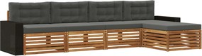 vidaXL Σειρά Καναπέ Εξωτερικού 5 pcs Φυσικό και Ανθρακί Πολυεστέρας